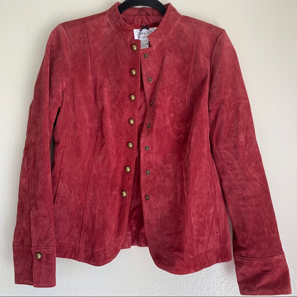 Live A Little Leather Burgundy Suede Bomber Jacket
